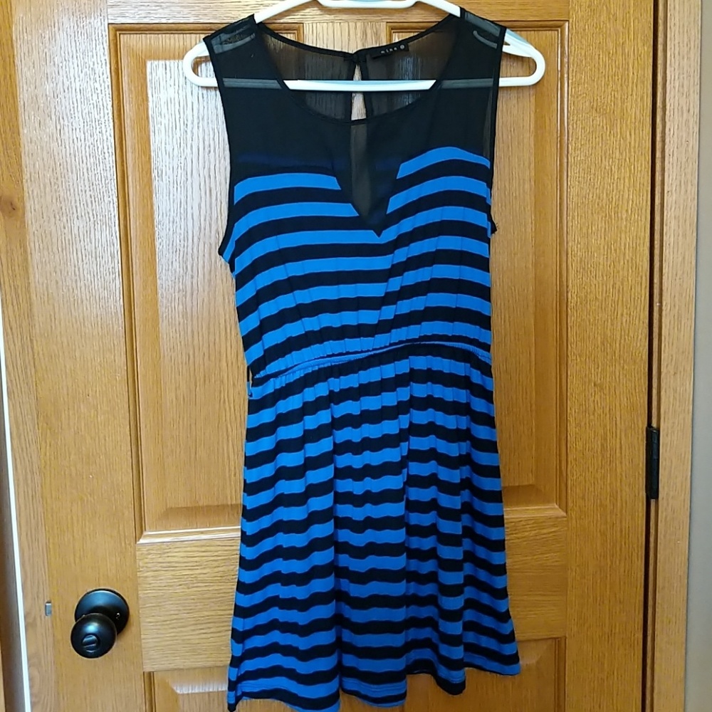 Black and blue striped dress